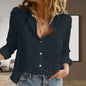 Furrzy Women's Casual Loose Linen Shirt in Solid Color