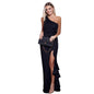 Ruffled Hem One-Shoulder Maxi Dress with Slit