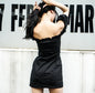 Furrzy Off-Shoulder Puff Sleeve Tie Front Dress