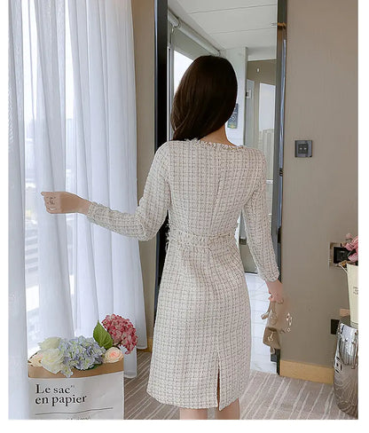 Furrzy Chic Long Sleeve Tweed Dress for Women