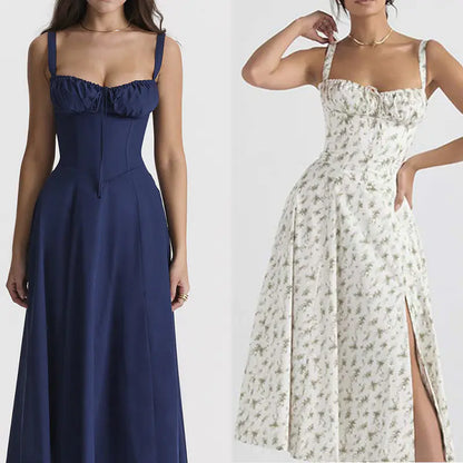 Furrzy Women's Floral Maxi Dress with Back Tie Detail