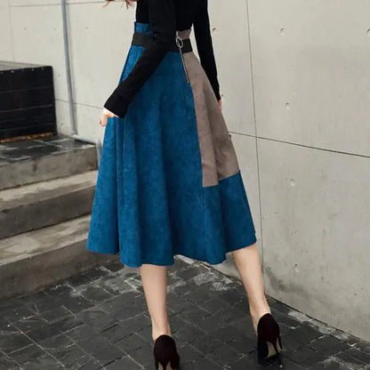 FurrzyTwo-Piece Suede Dress Set with Skirt and Dress