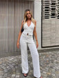 Furrzy Commuter Backless Sling Top And Trousers Suit Women
