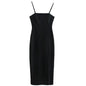 Slim Fit Black Midi Slip Dress