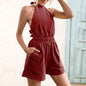 Furrzy Summer Backless Cotton Beach Jumpsuit for Women