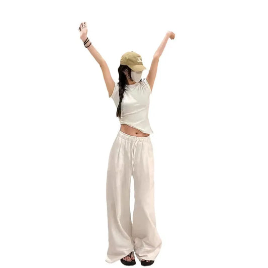 Furrzy Wide Leg White Trousers For Women