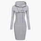 Furrzy Autumn Winter Women's Long-Sleeved Hoodie Dress