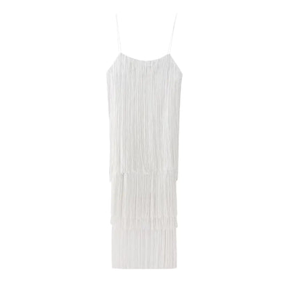 Furrzy Summer Women's Bohemian Fringe Maxi Dress