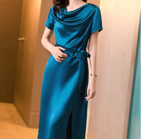 Furrzy Silk Satin Summer Dress for Women - Elegant Fit