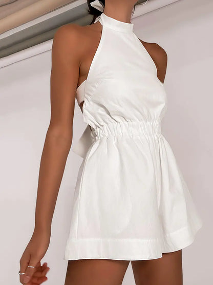 Furrzy Summer Backless Cotton Beach Jumpsuit for Women