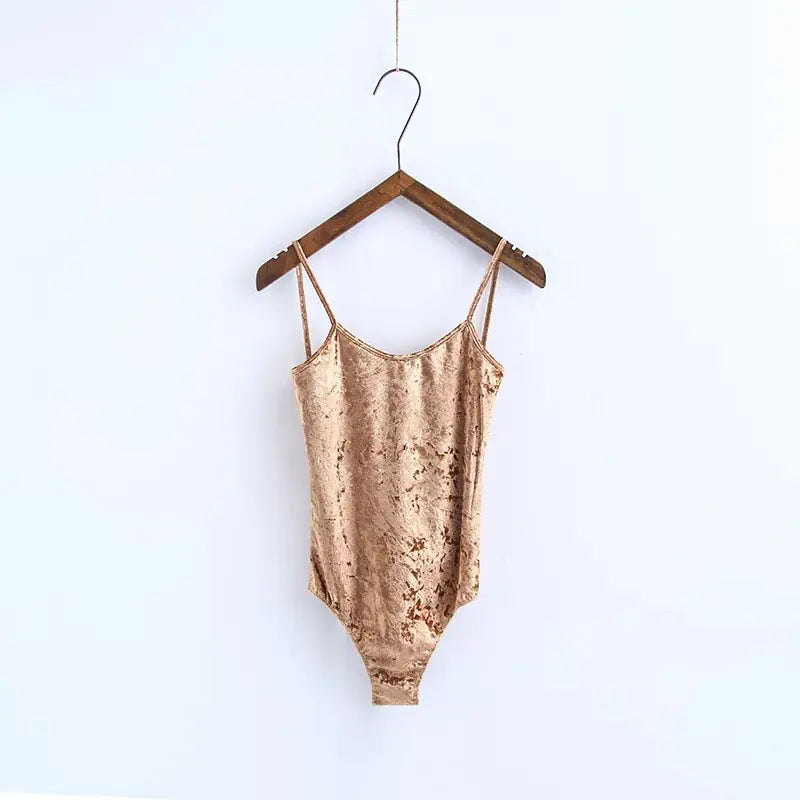 Velvet U-Neck Backless Jumpsuit for Women