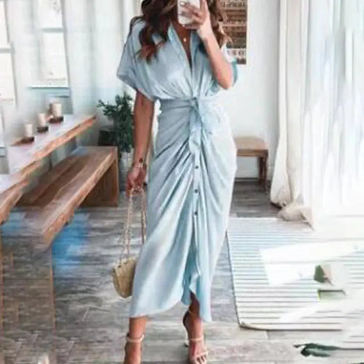 Furrzy Summer Short Sleeve Floral Maxi Dress for Women