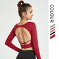 Furrzy Backless Long Sleeve Yoga Top for Women Fitness Wear