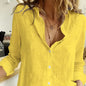 Furrzy Women's Casual Loose Linen Shirt in Solid Color