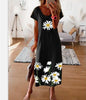 Daisy Print Maxi Dress with Side Slit for Women