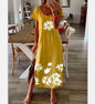 Daisy Print Maxi Dress with Side Slit for Women