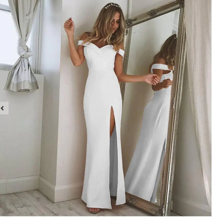 Evening Dress, Strapless Maxi Dress with Side Slit