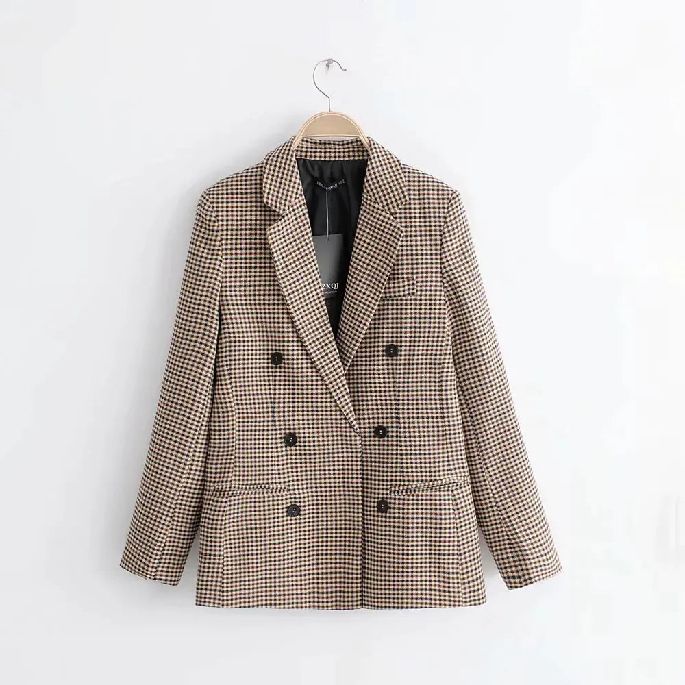 Furrzy Plaid Blazer for Women - Versatile Work and Casual Wear
