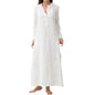 Furrzy Women Kaftan Cotton Dress Stand Collar Ankle Long Sleeve Plain Casual Oversized Shirt Maxi Plus Size (US Alpha Medium Regular Regular White)