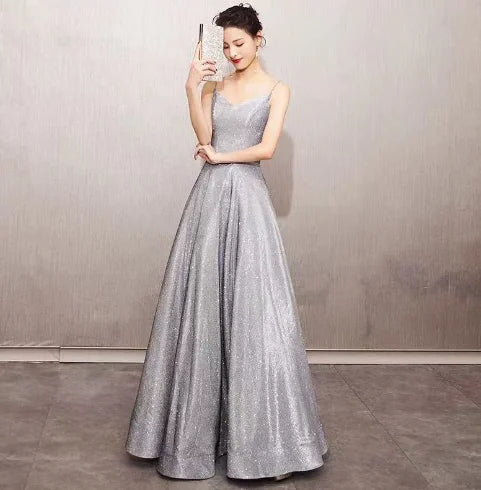 Deep V Neck Backless Dress, Sexy Long Gown