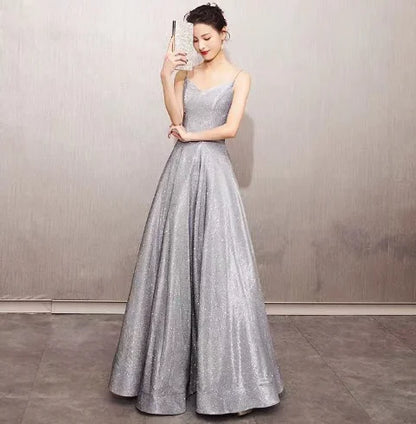 Deep V Neck Backless Dress, Sexy Long Gown
