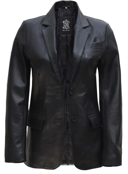 Furrzy Leather Blazer Women - Black Leather Jacket Women | [1314325] Black Blazer XL