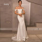 Furrzy Ivory Satin Mermaid Wedding Dress