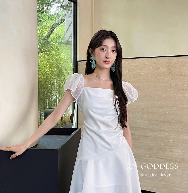 Furrzy Star Mesh Puff Sleeve Dress
