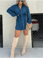 Women's Button-Up Long Sleeve Jumpsuit Shirt Dress
