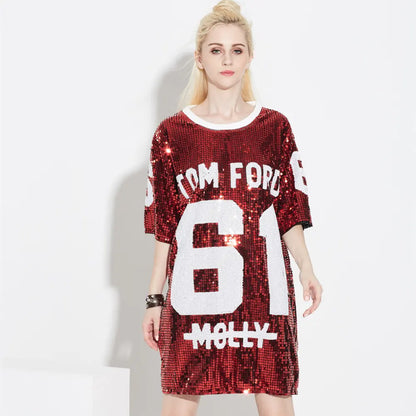 Furrzy Glitter Summer Club Dance Oversized T-Shirt Dress