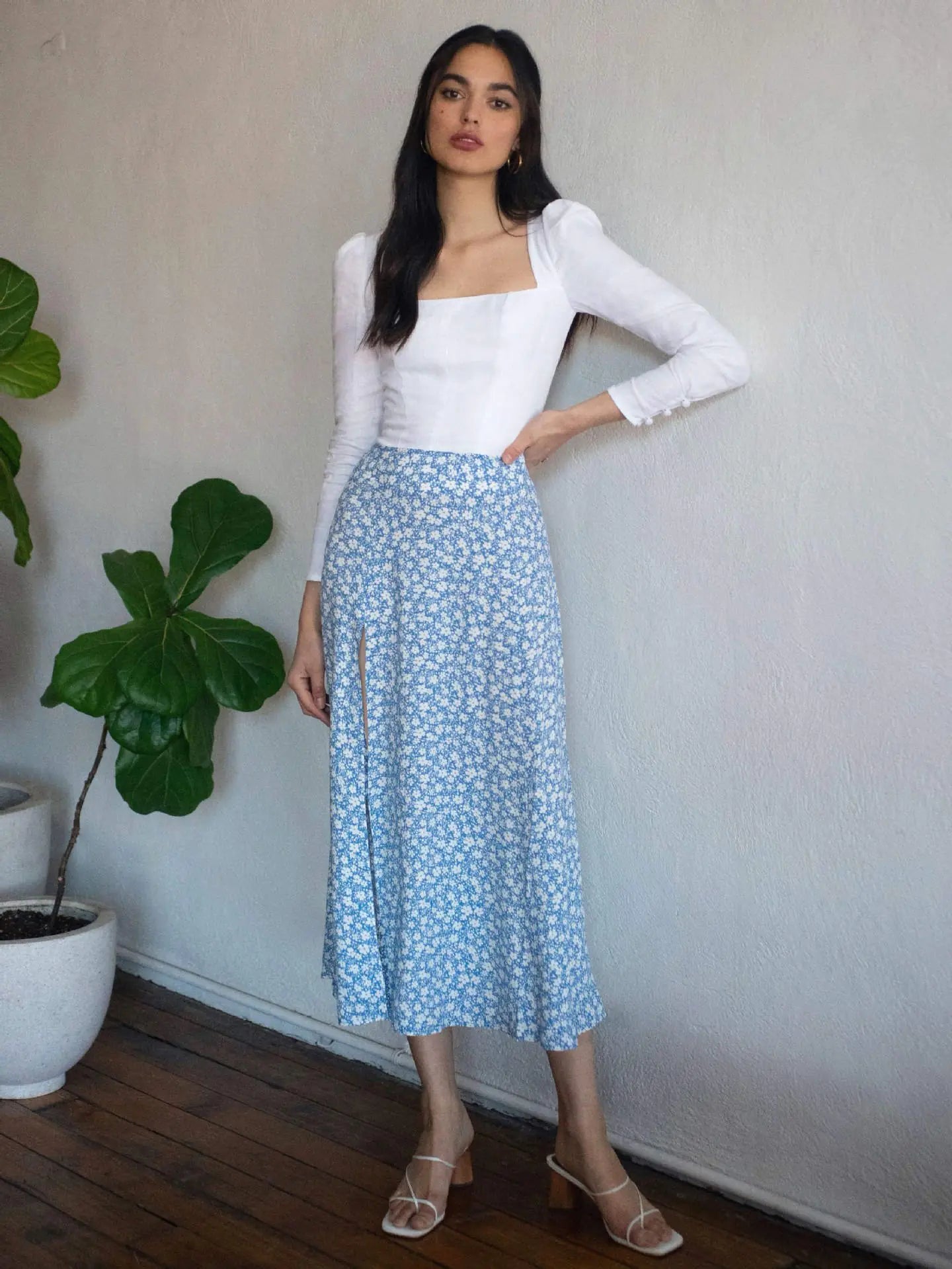 Furrzy Polka Dot High Waist Stretch A-Line Skirt for Women