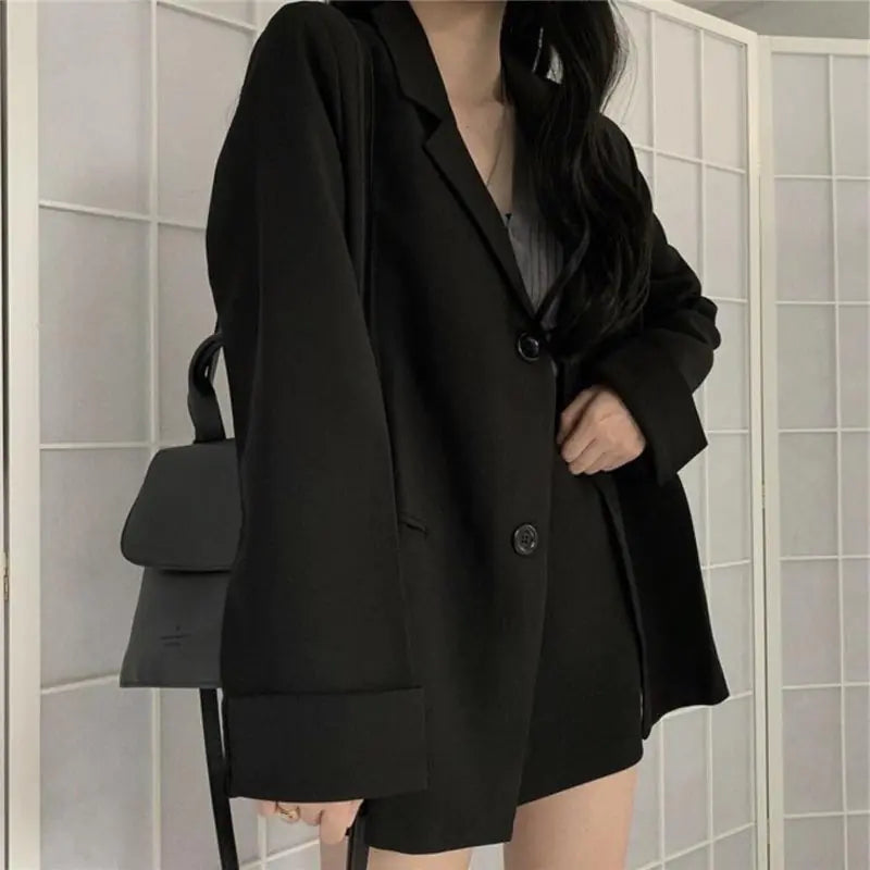 Furrzy Loose Blazer, Midi Skirt, Black Lapel