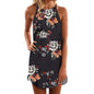 Furrzy Leaf Print Sleeveless Bohemian Dress
