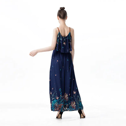Furrzy Floral Ruffle Hem Maxi Dress for Women