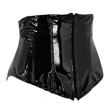 Furrzy Sexy Short PU Leather Waist Clip Corset for Women