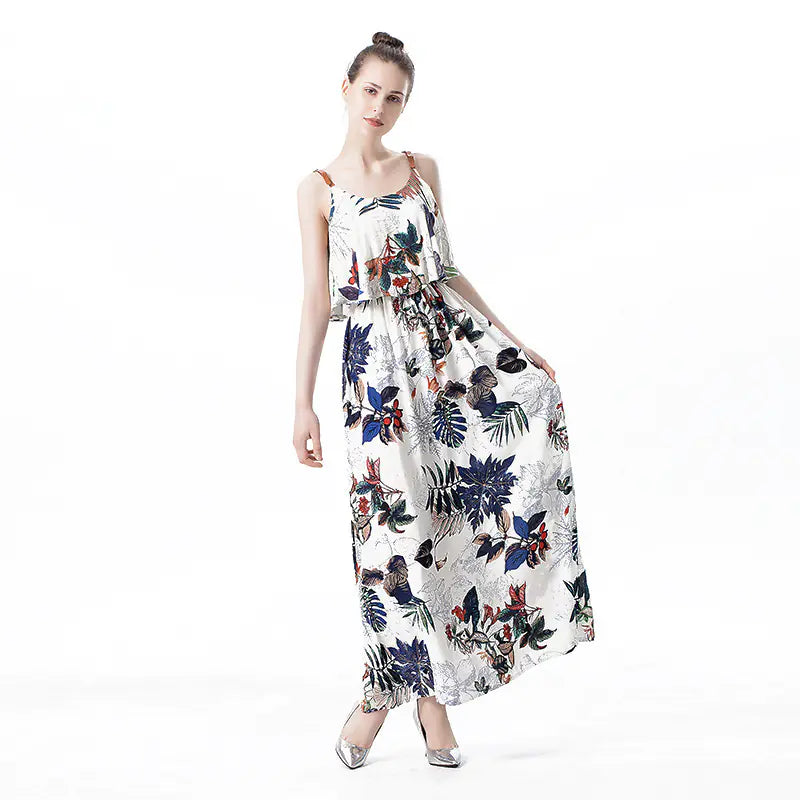 Furrzy Floral Ruffle Hem Maxi Dress for Women