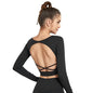 Furrzy Backless Long Sleeve Yoga Top for Women Fitness Wear
