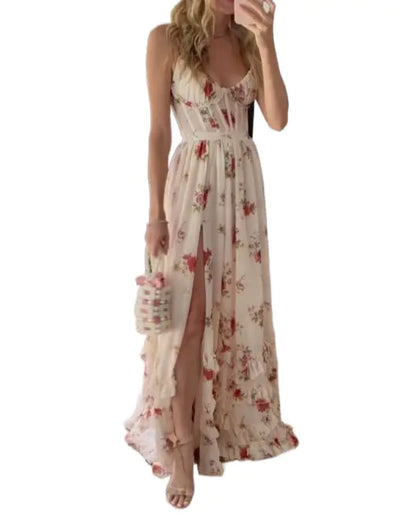 Furrzy New Floral Strapless Maxi Dress for Beach Vacation