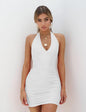 Furrzy V-Neck Backless Ruffled Red Dress
