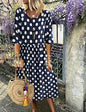 Furrzy Bohemian Dot Print Loose Cotton Linen Dress for Women