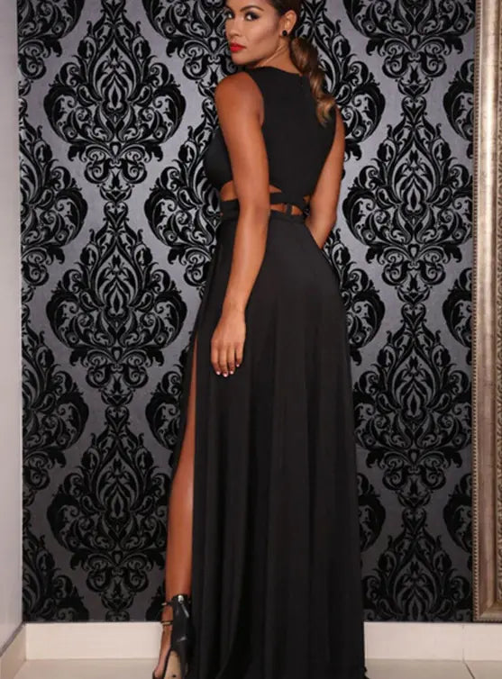 Sexy Deep V Slit Maxi Dress