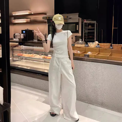 Furrzy Wide Leg White Trousers For Women