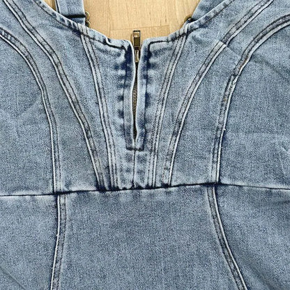 Furrzy U-Neck Denim Dress