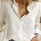 Furrzy Women's Casual Loose Linen Shirt in Solid Color