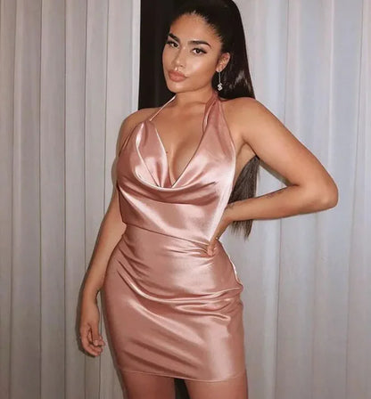 Furrzy Satin Slip Dress with Adjustable Drawstring