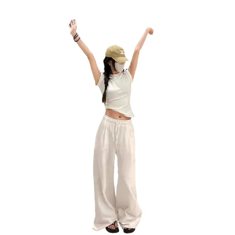 Furrzy Wide Leg White Trousers For Women