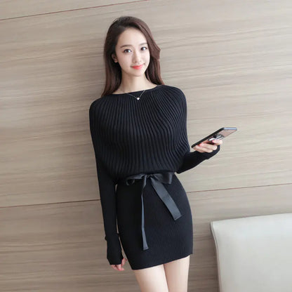 Furrzy Knee-Length Bodycon Knit Dress