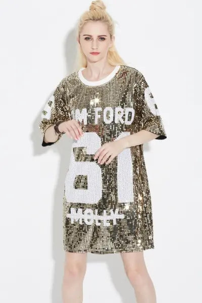 Furrzy Glitter Summer Club Dance Oversized T-Shirt Dress