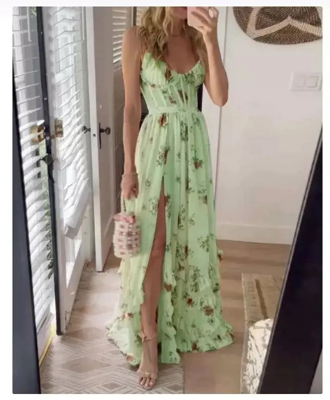 Furrzy New Floral Strapless Maxi Dress for Beach Vacation
