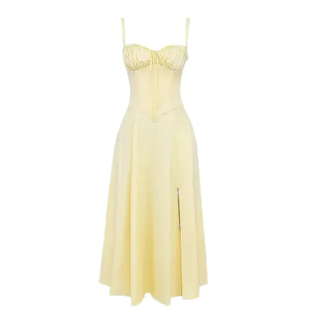 Lace-Up Midi Slip Dress